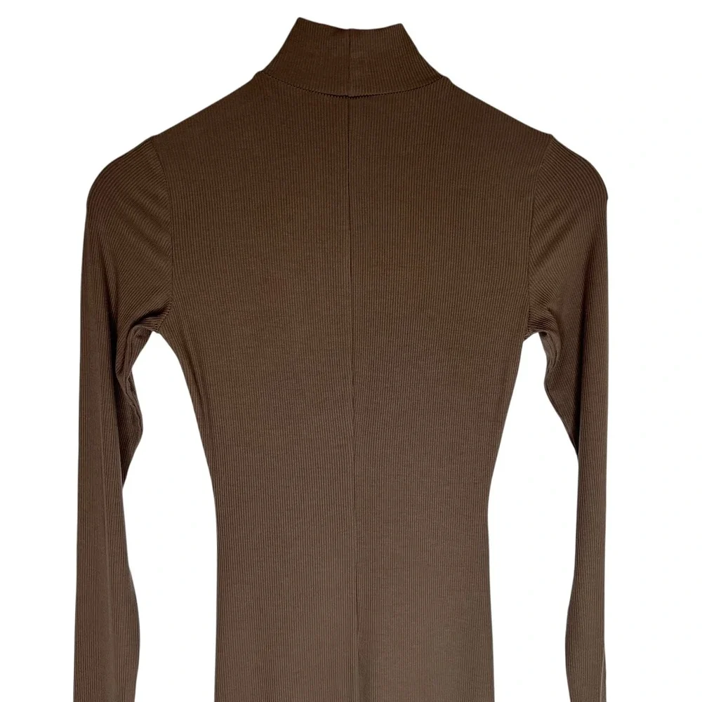 Skims Soft Lounge Amethyst Taupe Ribbed Mock Neck Long Sleeve Maxi Dress SZ S - Picture 6 of 13